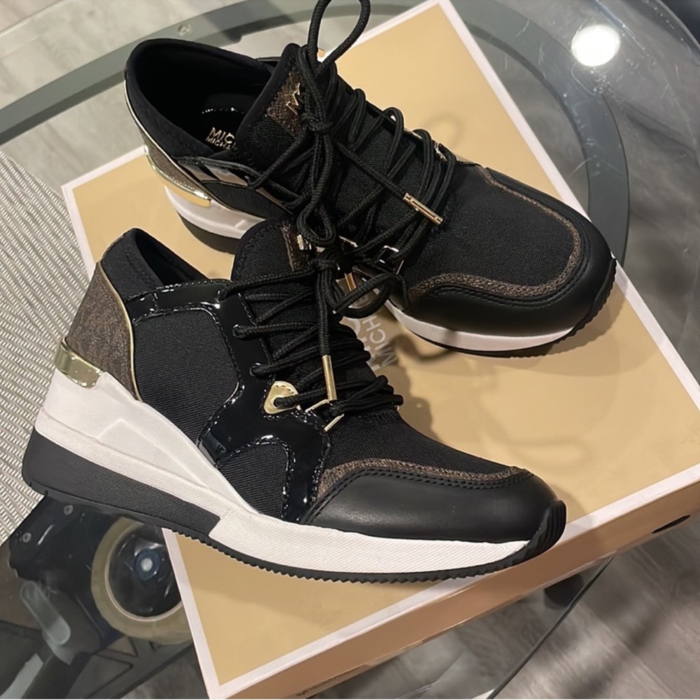Michael Kors Men's Black and Gold Accent Sneakers